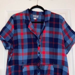 Collectif Caterina Swing Dress in blue plaid